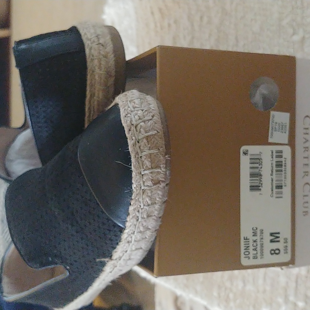 Charter Club Black Flat Cap Toe Espadrilles